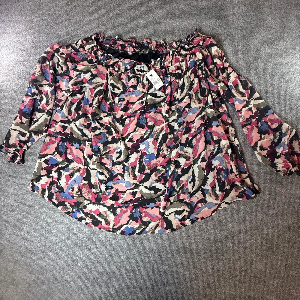 Lane Bryant Off The Shoulder Smocked Neck Floral Print Long Sleeve Blouse 18/20 - Picture 2 of 9